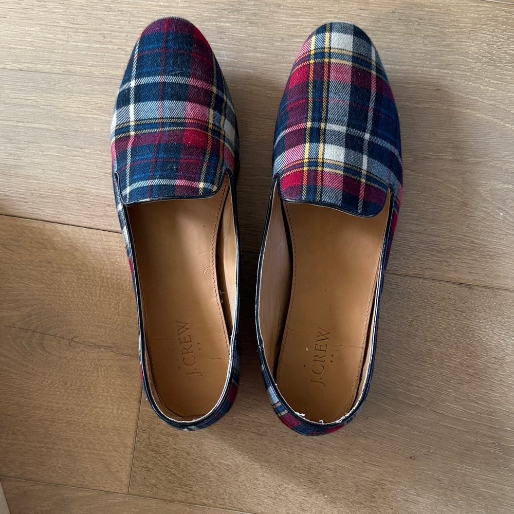 J. Crew Multicolor Plaid Loafers 9.5